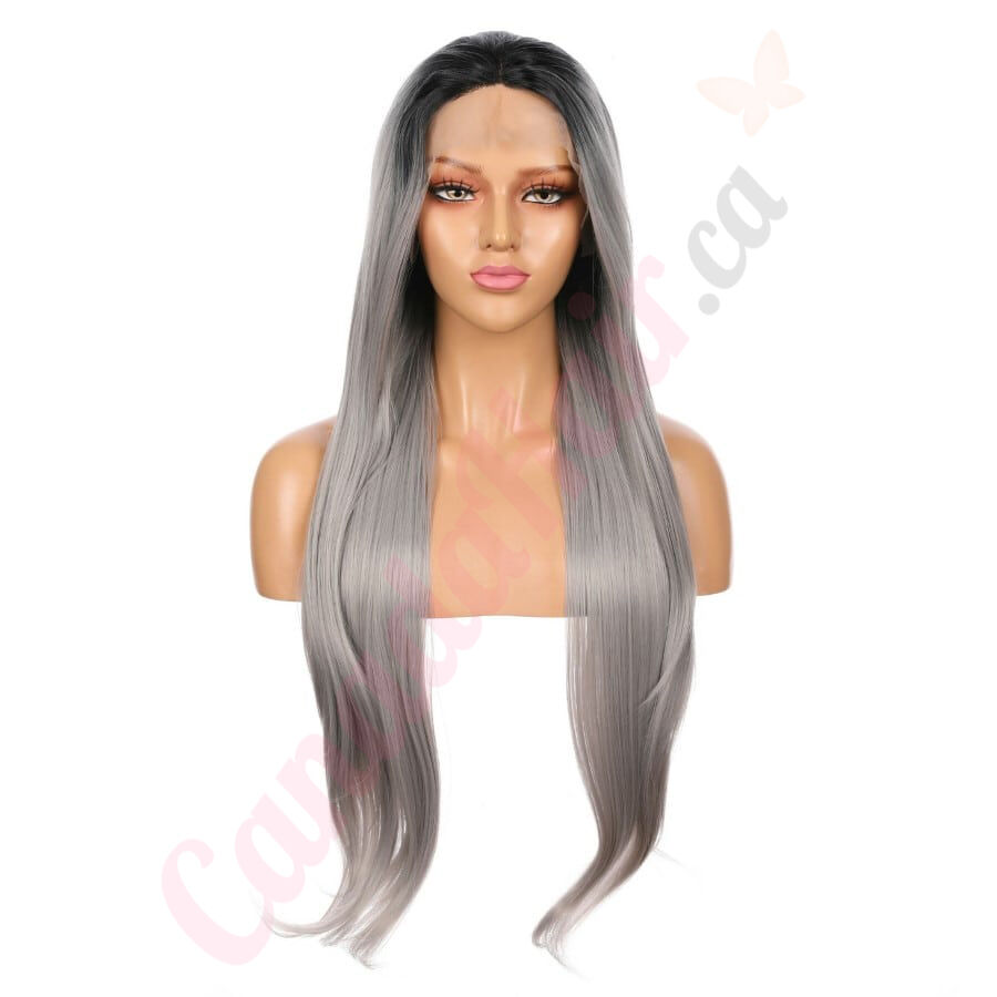 Lace front synthetic outlet wigs grey