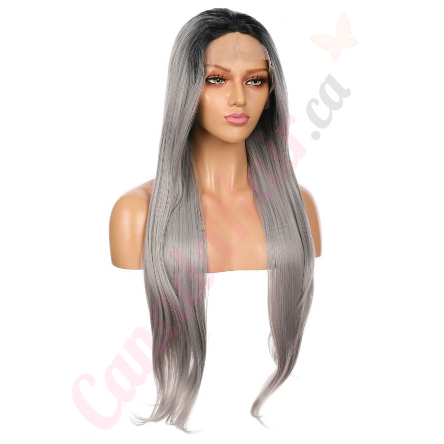 G1611001C v4 Long Grey Synthetic Hair Wig Final Sale