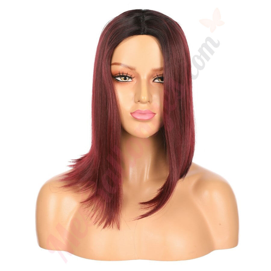 DM1810677-v4 - Perruque Courte Cheveux Synthétique Rouge Foncé [VENTE FINALE]