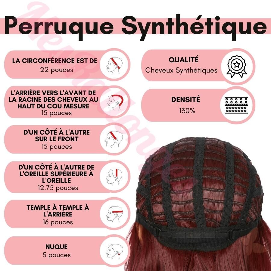 DM1810677-v4 - Perruque Courte Cheveux Synthétique Rouge Foncé [VENTE FINALE]
