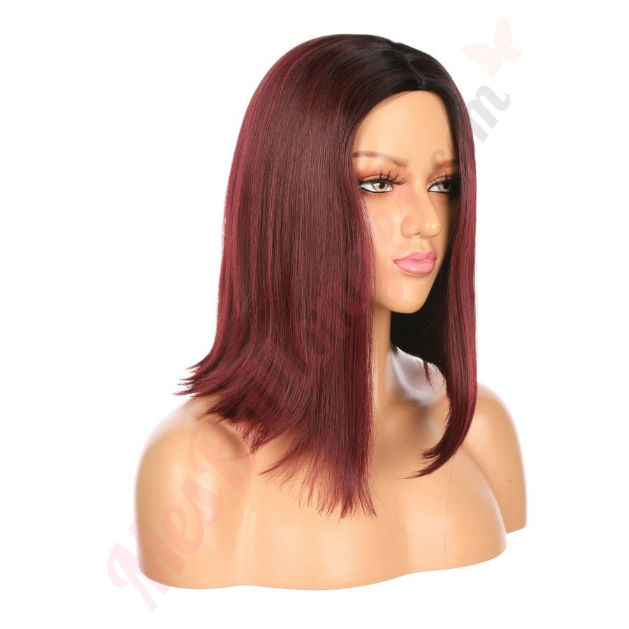 DM1810677-v4 - Perruque Courte Cheveux Synthétique Rouge Foncé [VENTE FINALE]
