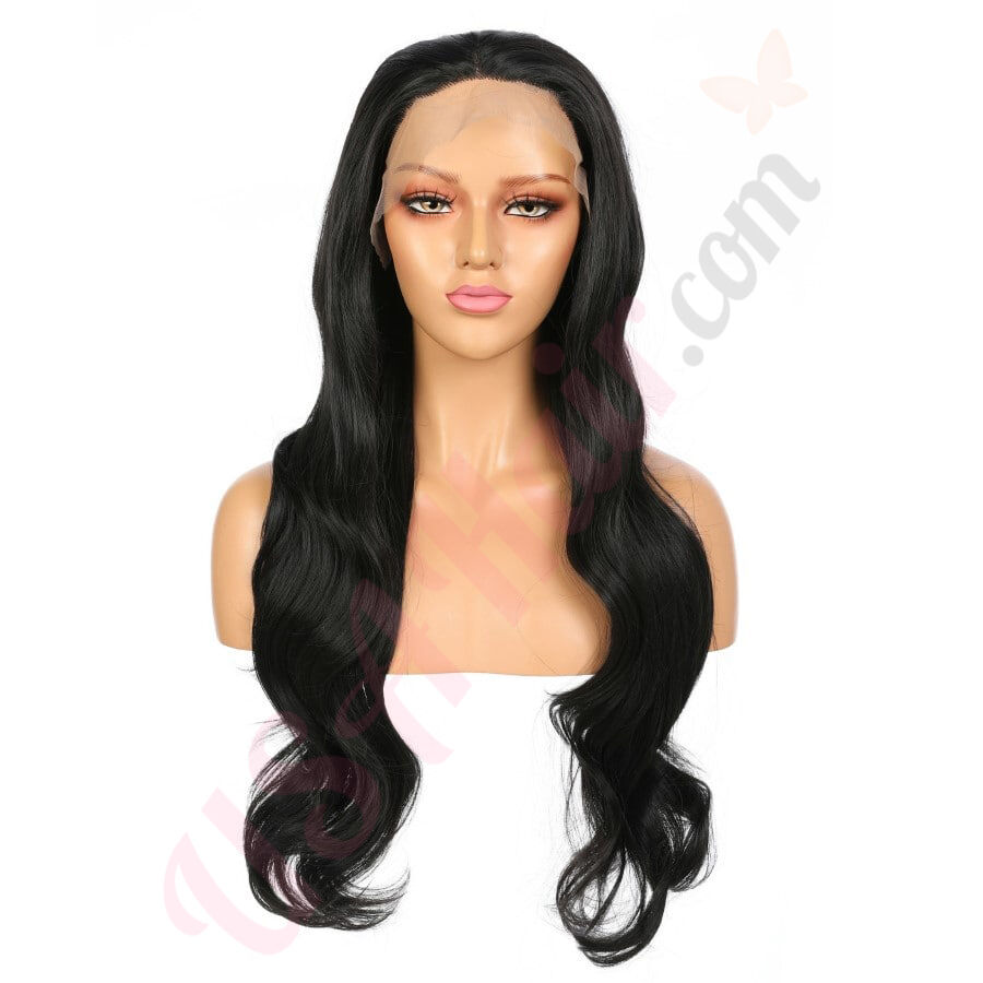 G1611002C v2 Long Black Synthetic Hair Wig Final Sale